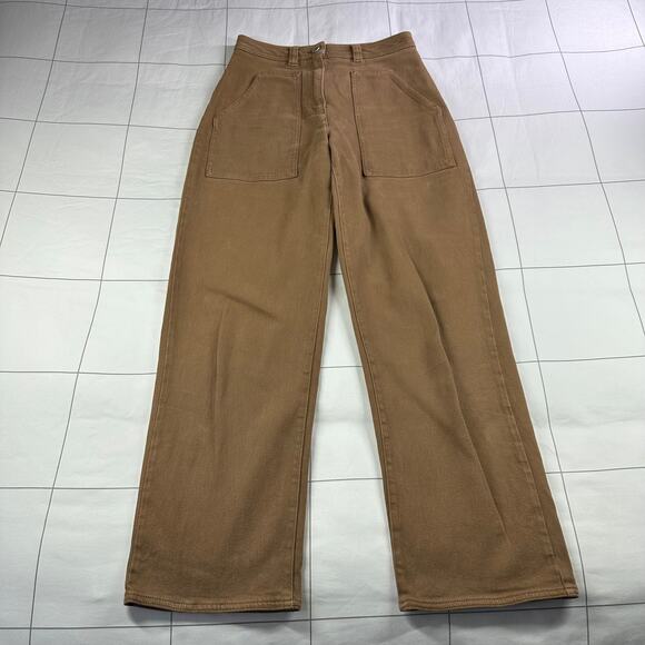 Wilfred Free Pants Womens 2 Tan Brown Modern Utility High Rise Wide Leg Casual - Picture 1 of 11